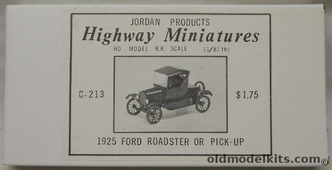 Jordan Products 1/87 1925 Ford Roadster or Pickup - HO Scale, C-213 plastic model kit
